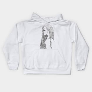 long hair cartoon girl Kids Hoodie